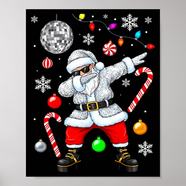 Póster Dabbing Santa Christmas Disco Retro 70s 80s Vibes  (Frente)