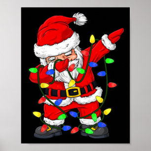 Póster Dabbing Santa Claus Árbol de Navidad enciende a ni