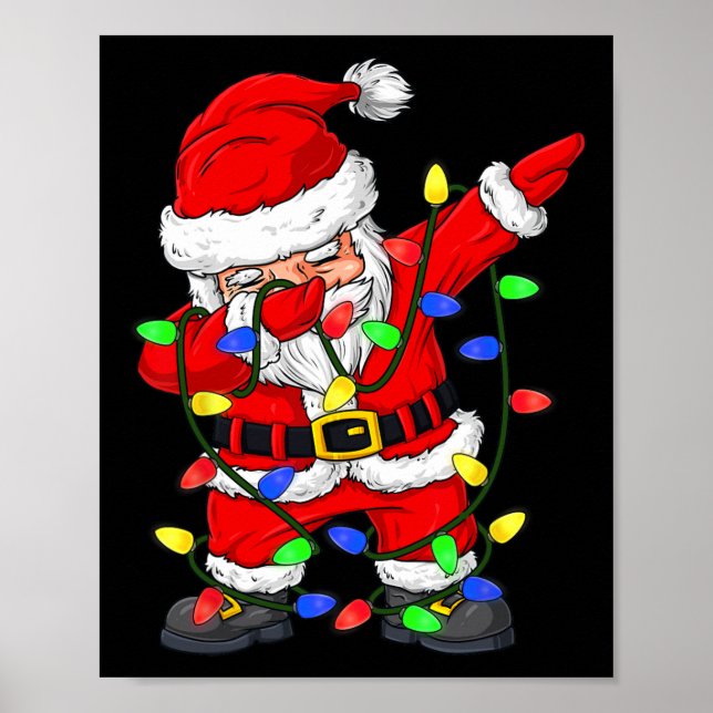 Póster Dabbing Santa Claus Árbol de Navidad enciende a ni (Frente)