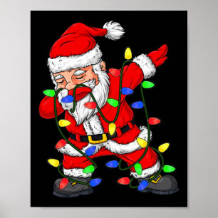 Póster Dabbing Santa Claus Árbol de Navidad enciende a ni
