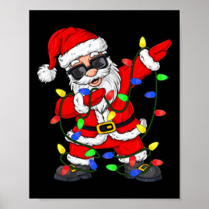 Póster Dabbing Santa Claus Árbol de Navidad enciende a ni