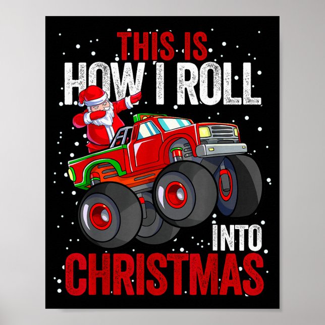 Póster Dabbing Santa Claus Monster Truck Boys Christmas X (Frente)