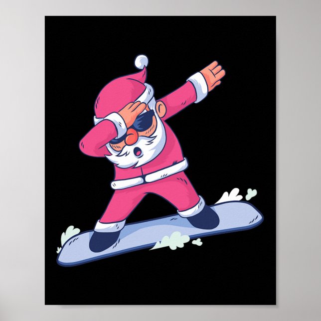 Póster Dabbing Santa Claus Snowboard Regalo para niños (Frente)