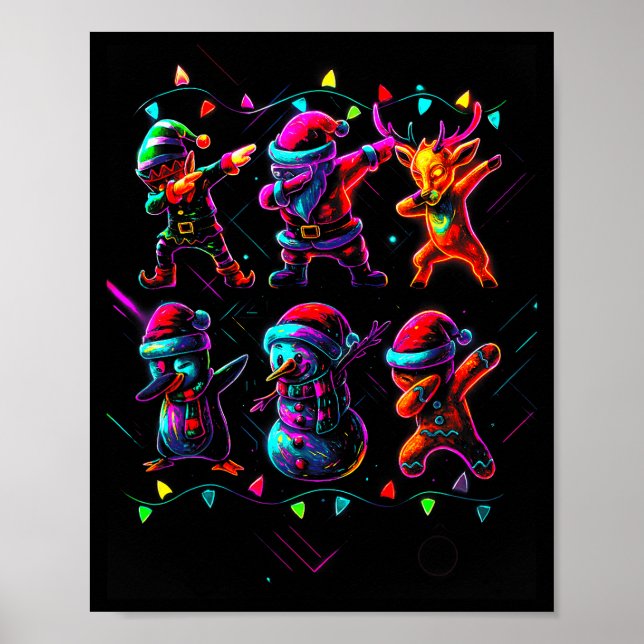 Póster Dabbing Santa Elf Friends Christmas Boys Girls Men (Frente)