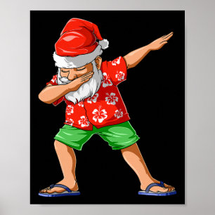 Póster Dabbing Santa Navidades En Julio Fiesta Hawaiano S