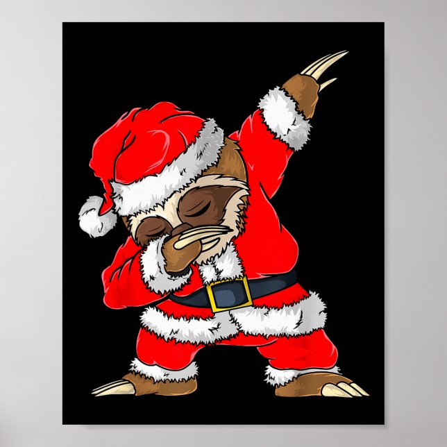 Póster Dabbing Santa Sloth Merry Slothmas Christmas Kids  (Frente)