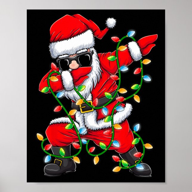 Póster Dabbing Santa Xmas enciende Chicas niños niños Nav (Frente)