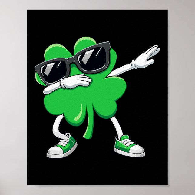 Póster Dabbing Shamrock Funny Boys Chicas (Frente)