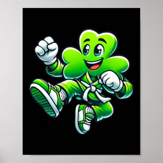 Póster Dabbing Shamrock Karate Niños Chicas St Patrick
