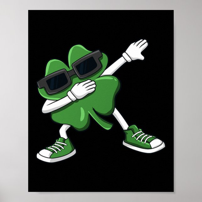 Póster Dabbing Shamrock St Patrick's Day Fun Boys Chicas  (Frente)