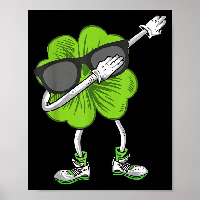 Póster Dabbing Shamrock St Patrick's Day Funny Irish Boys (Frente)