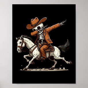 Póster Dabbing Skeleton Cowboy Halloween disstume niño