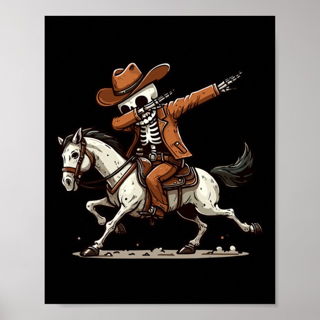 Póster Dabbing Skeleton Cowboy Halloween disstume niño (Frente)