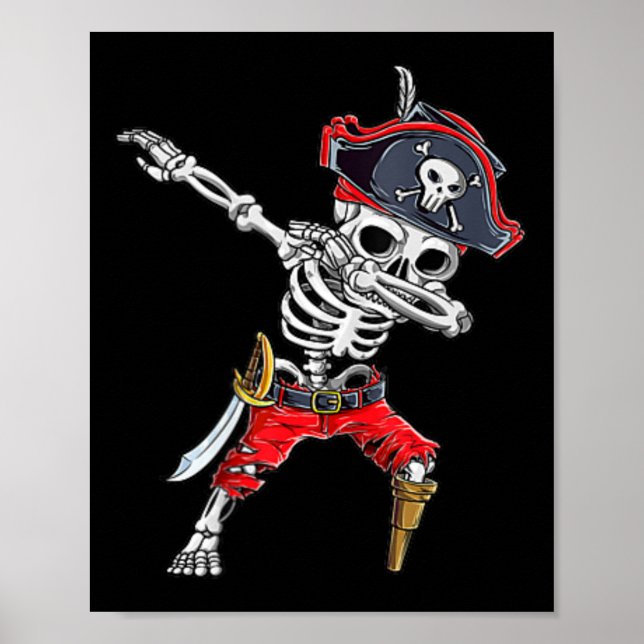 Póster Dabbing Skeleton Pirate Gracioso niño de Halloween (Frente)
