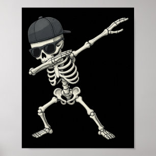 Póster Dabbing Skeleton Pirate Niños Halloween Jolly Roge