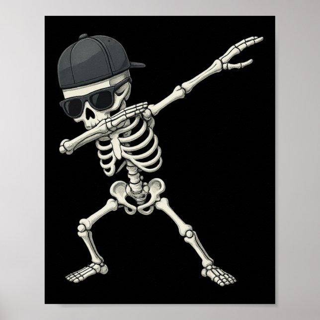 Póster Dabbing Skeleton Pirate Niños Halloween Jolly Roge (Frente)