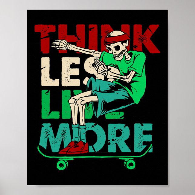 Póster Dabbing Skeleton Skateboarder Skater Deck Skateboa (Frente)