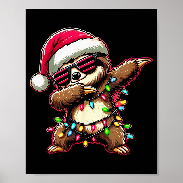 Póster Dabbing Sloth Xmas For Kids Boys Girl Sloth Lover  (Frente)