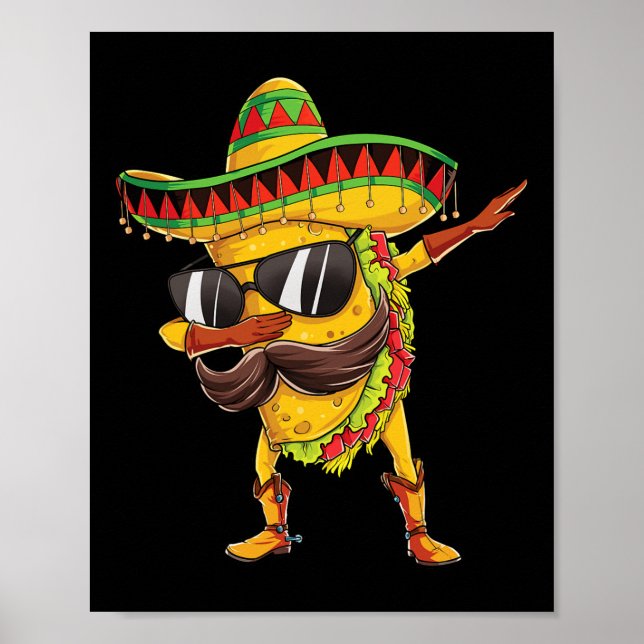 Póster Dabbing Taco T Shirt Cinco De Mayo Niños Hombres W (Frente)