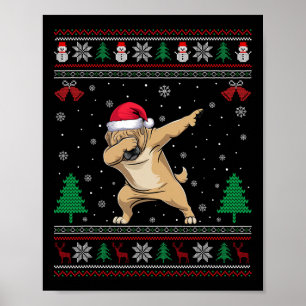 Póster Dabbing Tibetano Mastiff Dog Santa Hat Boys Chicas