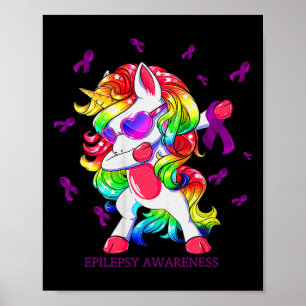 Póster Dabbing Unicorn Epilepsy Awareness Ribbon Regalos
