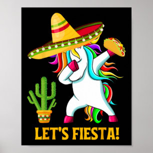 Póster Dabbing Unicorn Funny Cinco De Mayo niños Chicas d