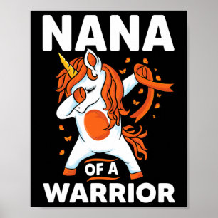Póster Dabbing unicorn Naranja de cinta apoyo Leukemia Aw
