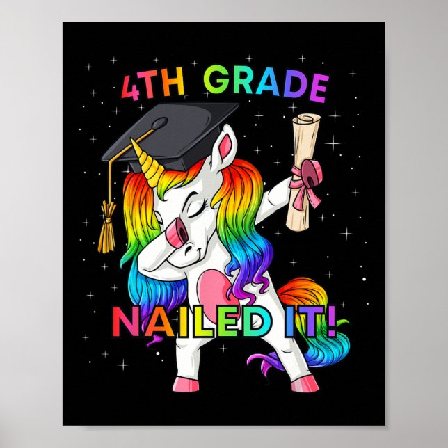 Póster Dabbing Unicornio 4 De Julio Chicas Niños Adolesce (Frente)