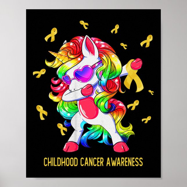 Póster Dabbing unicornio cinta de oro infantil consciente (Frente)
