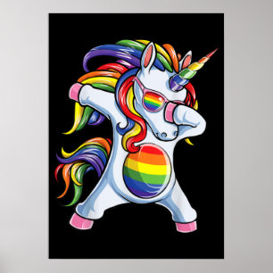 Póster Dabbing Unicornio Orgullo Gay LGBT Arcoiris