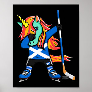 Póster Dabbing Unicornio Verde Fans de Hockey sobre Hielo