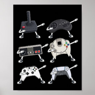 Póster Dabbing Video Gamer Controllers Divertido juego de