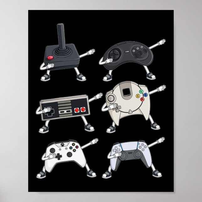 Póster Dabbing Video Gamer Controllers Divertido juego de (Frente)