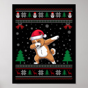 Póster Dabbing Zuchon Perro Santa Hat Niños Chicas Chris