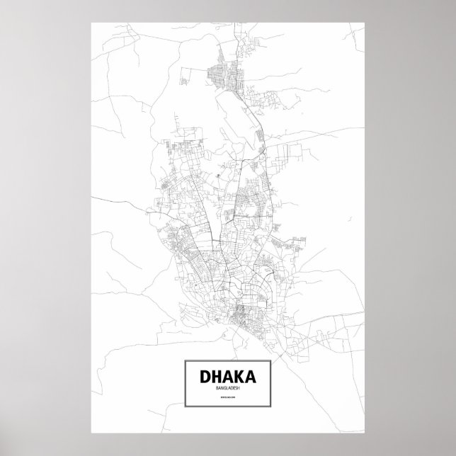Póster Dacca, Bangladesh (negro sobre blanco) (Frente)