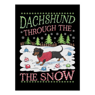 Póster Dachshund a través de la nieve
