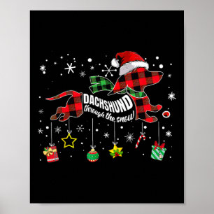 Póster Dachshund a través de la nieve divertido perro de 