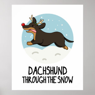 Póster Dachshund A Través De La Nieve Funny Navidad Pun