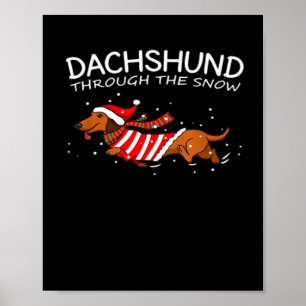 Póster Dachshund A Través De La Nieve Perro Divertido Cam