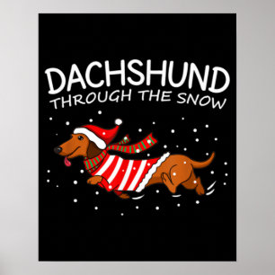 Póster Dachshund A Través De Los Navidades De Perro Grac