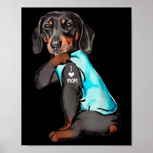 Póster Dachshund ama a mamá Tattoo Perros amantes