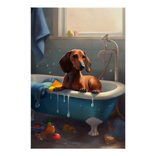 Póster Dachshund Bathtime Fun