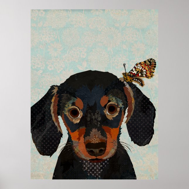 PÓSTER DACHSHUND & BUTTERFLY (Frente)
