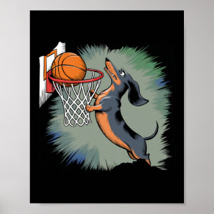 Póster Dachshund Chiweenie Perro Wiener Jugando Sketll Di
