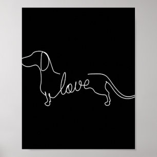 Póster Dachshund Chiweenie Wiener Dog Love Art Sketch