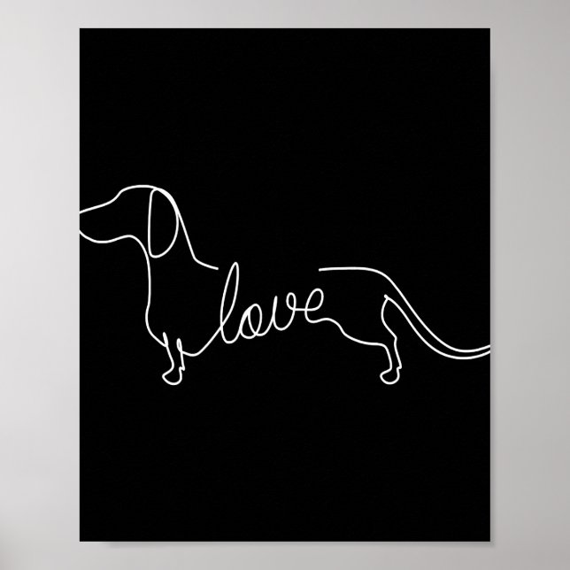 Póster Dachshund Chiweenie Wiener Dog Love Art Sketch (Frente)