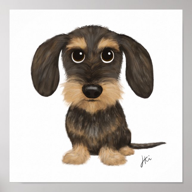 Póster Dachshund con cable | Perro de dibujos animados de (Frente)