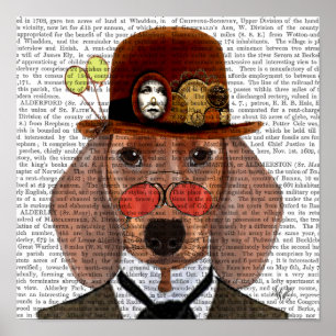 Póster Dachshund con el Gorra Steampunk Bowler