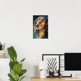 Póster Dachshund de pelo largo en primer plano