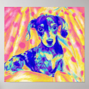 Póster dachshund del arco iris